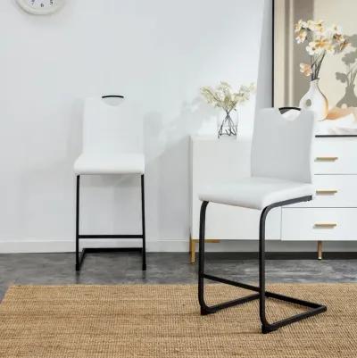 White PU Chair Barstool Dining Counter Height Chair Set Of 2