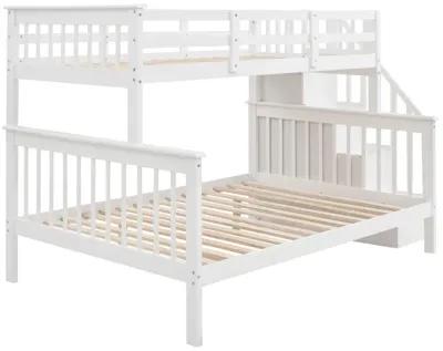 Merax Stairway Twin-Over-Full Bunk Bed with Storage and Guard Rail