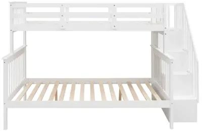 Merax Stairway Twin-Over-Full Bunk Bed with Storage and Guard Rail