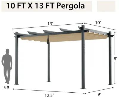 10 x 13 Feet Outdoor Aluminum Retractable Pergola Canopy Shelter