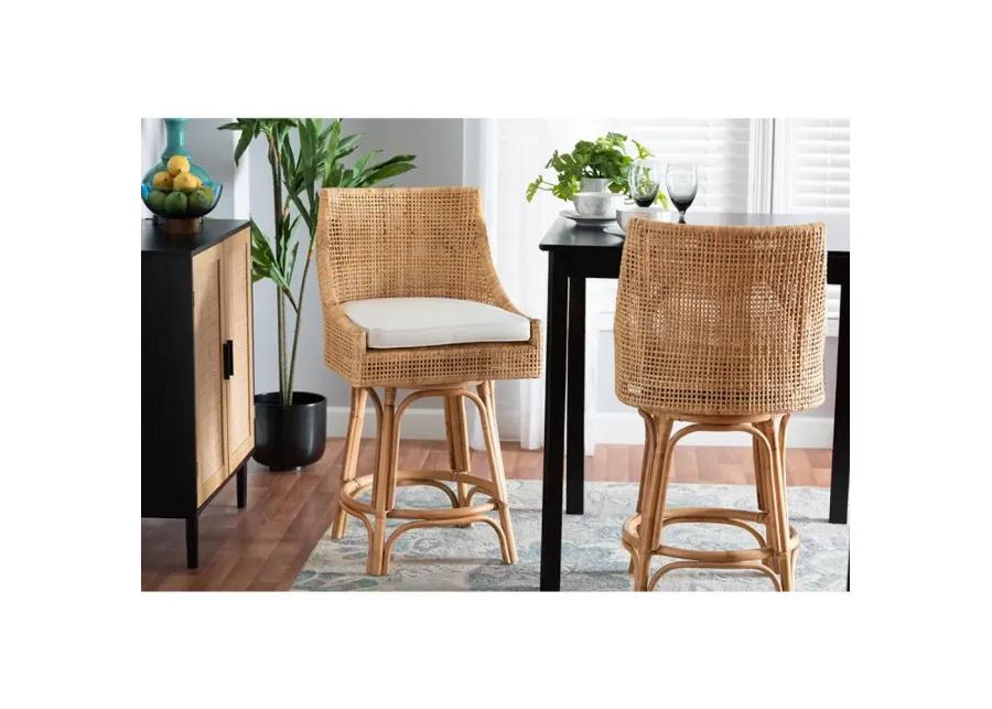 bali & pari Bella Modern Bohemian Natural Brown Rattan Counter Stool