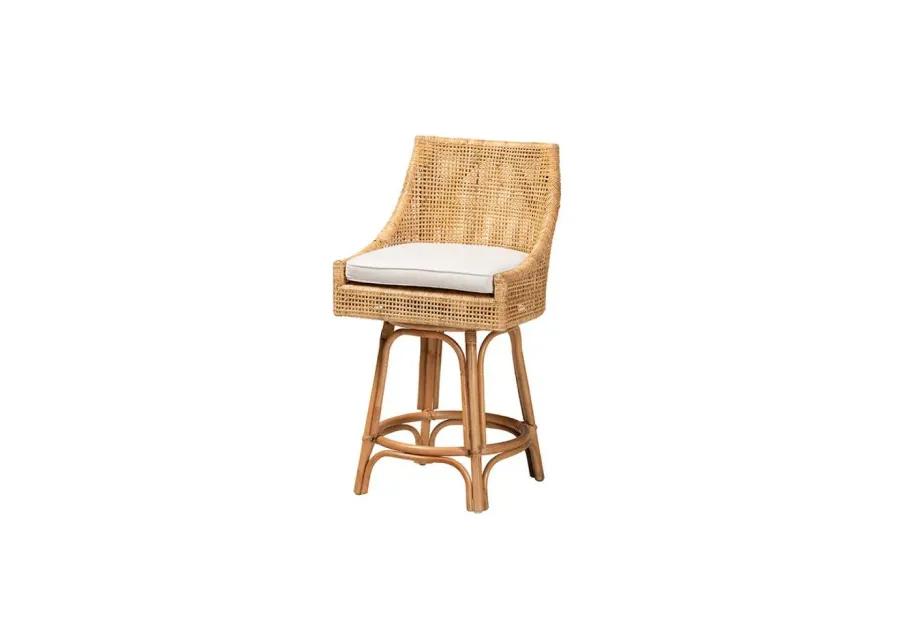 bali & pari Bella Modern Bohemian Natural Brown Rattan Counter Stool