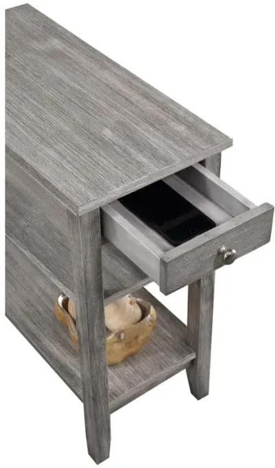 Convenience Concepts American Heritage 1 Drawer Chairside End Table with Shelves Wirebrush Light Gray