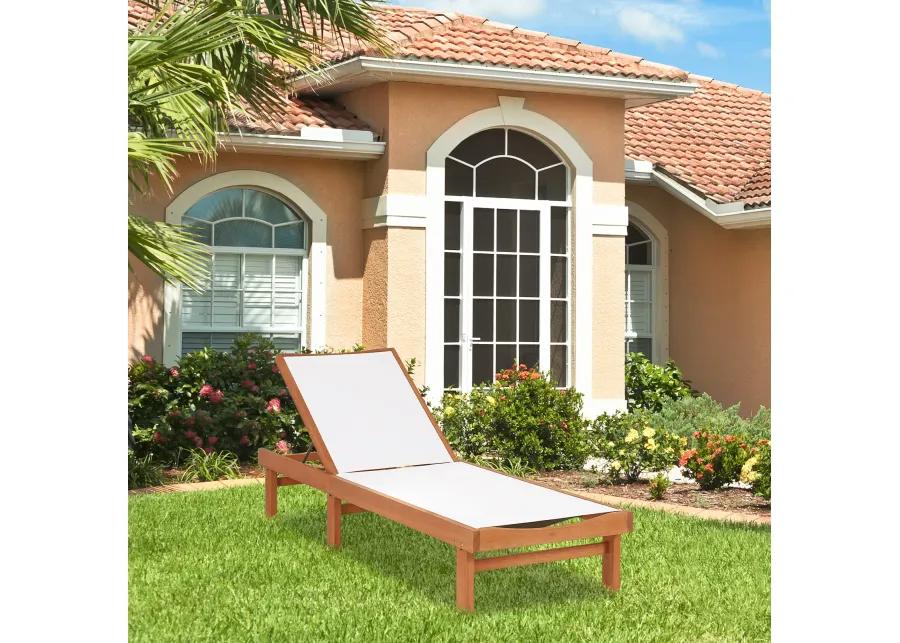 Outdoor Wood Chaise Lounge Chair with 5-Postion Adjustable Back