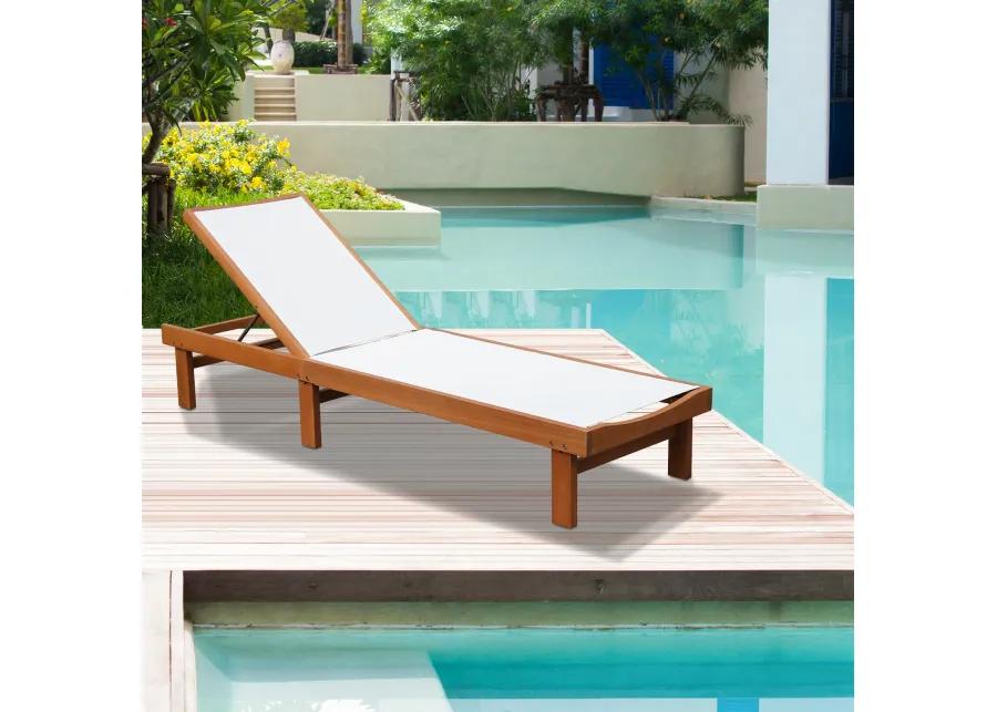 Outdoor Wood Chaise Lounge Chair with 5-Postion Adjustable Back