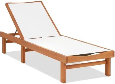 Outdoor Wood Chaise Lounge Chair with 5-Postion Adjustable Back