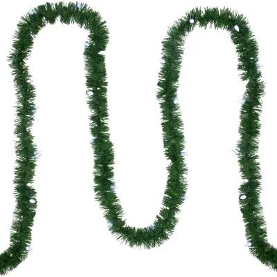 18' x 3" Pre-Lit Pine Artificial Christmas Garland  Pure White LED Faceted Lights