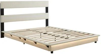 Queen Size Upholstered Platform Bed With Sensor Light And Ergonomic Design Backrests, White