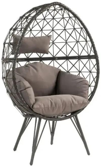 Seven Patio Lounge Chair, Light Fabric & Wicker