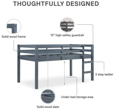 Milton Junior Twin Size Wooden Loft Bed for Kids