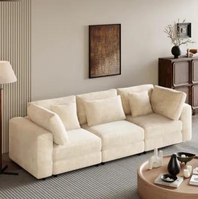 Merax Modern 3 Seater Sofa with 5 Pillows