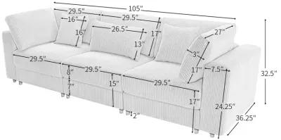 Merax Modern 3 Seater Sofa with 5 Pillows