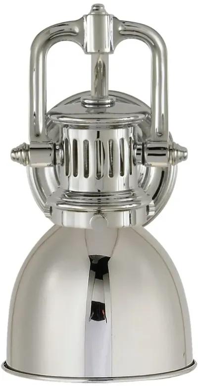 Yoke Suspended Sconce in Polished Nickel with White Glass