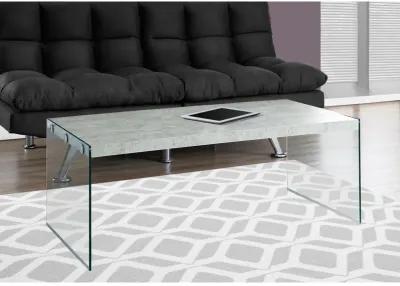 Monarch Specialties I 3230 Coffee Table, Accent, Cocktail, Rectangular, Living Room, 44"L, Tempered Glass, Laminate, Grey, Clear, Contemporary, Modern