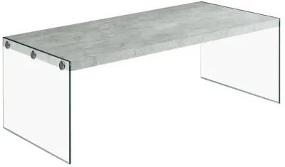 Monarch Specialties I 3230 Coffee Table, Accent, Cocktail, Rectangular, Living Room, 44"L, Tempered Glass, Laminate, Grey, Clear, Contemporary, Modern