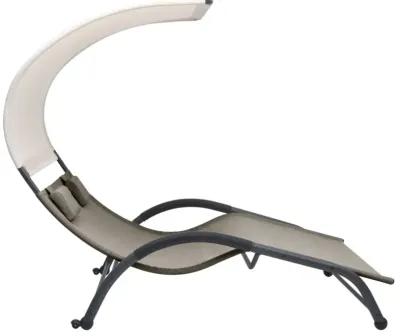 vidaXL Double Sun Lounger with Canopy Textilene Taupe