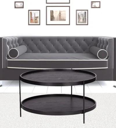 Homezia 33" Black Manufactured Wood And Metal Round Coffee Table