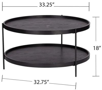 Homezia 33" Black Manufactured Wood And Metal Round Coffee Table