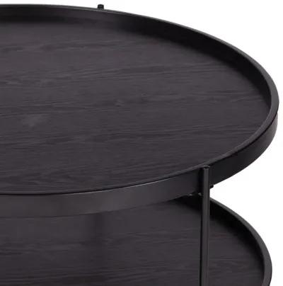 Homezia 33" Black Manufactured Wood And Metal Round Coffee Table