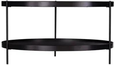 Homezia 33" Black Manufactured Wood And Metal Round Coffee Table