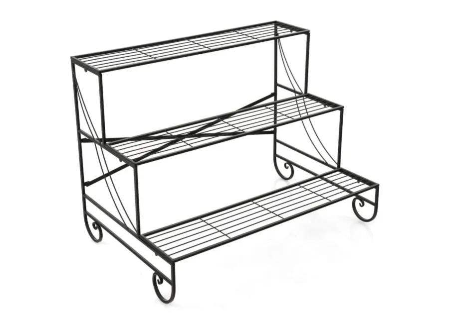 Hivvago 3-Tier Mental Plant Stand with Grid Shelf