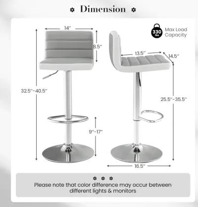 Set of 2 Adjustable Heights Barstool with PU Leather