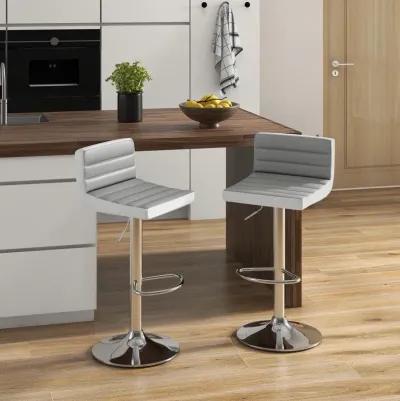 Set of 2 Adjustable Heights Barstool with PU Leather