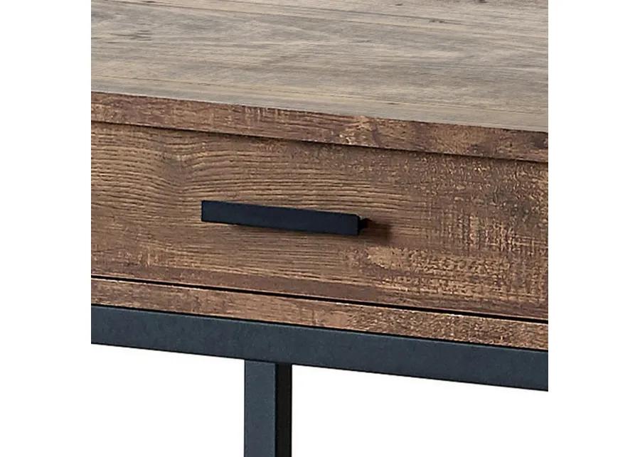 24 Inch Side End Table, Rectangular Tabletop, Single Drawer, Rustic Brown-Benzara