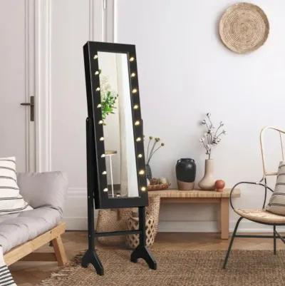 Hivvago Mirrored Jewelry Cabinet Armoire Organizer w/ LED lights