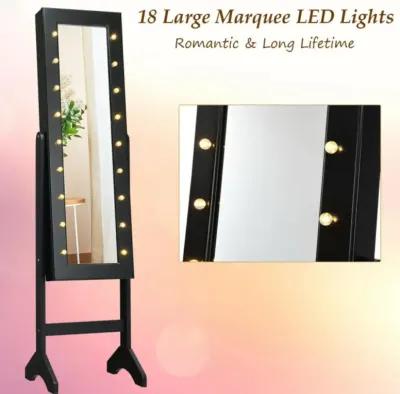 Hivvago Mirrored Jewelry Cabinet Armoire Organizer w/ LED lights