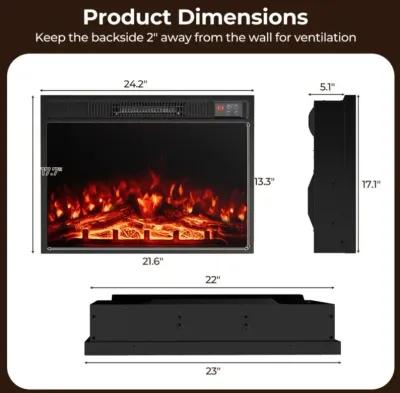 Hivvago 23 Inch Electric Fireplace Insert Fireplace Heater with Adjustable Flame Color