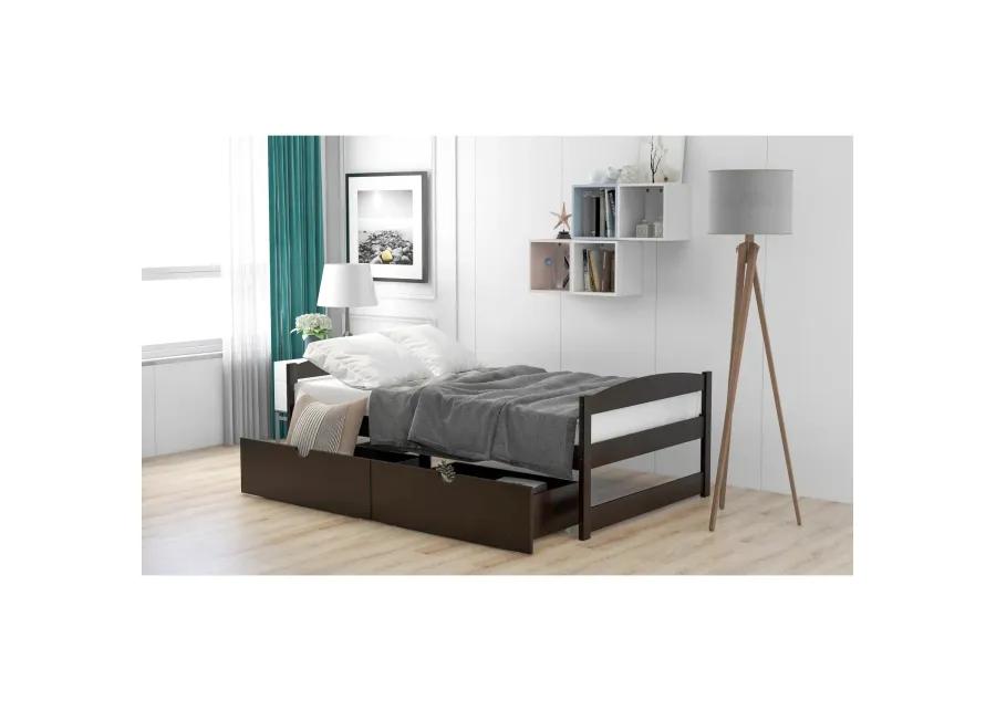 Twin Size Platform Bed, with Two Drawers