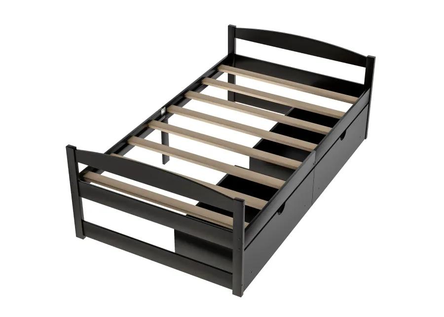 Twin Size Platform Bed, with Two Drawers