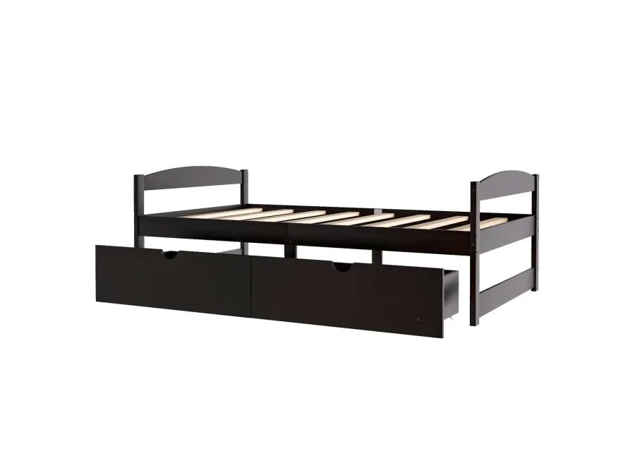 Twin Size Platform Bed, with Two Drawers