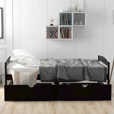 Twin Size Platform Bed, with Two Drawers