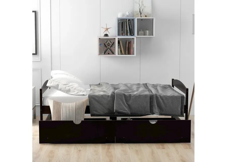 Twin Size Platform Bed, with Two Drawers