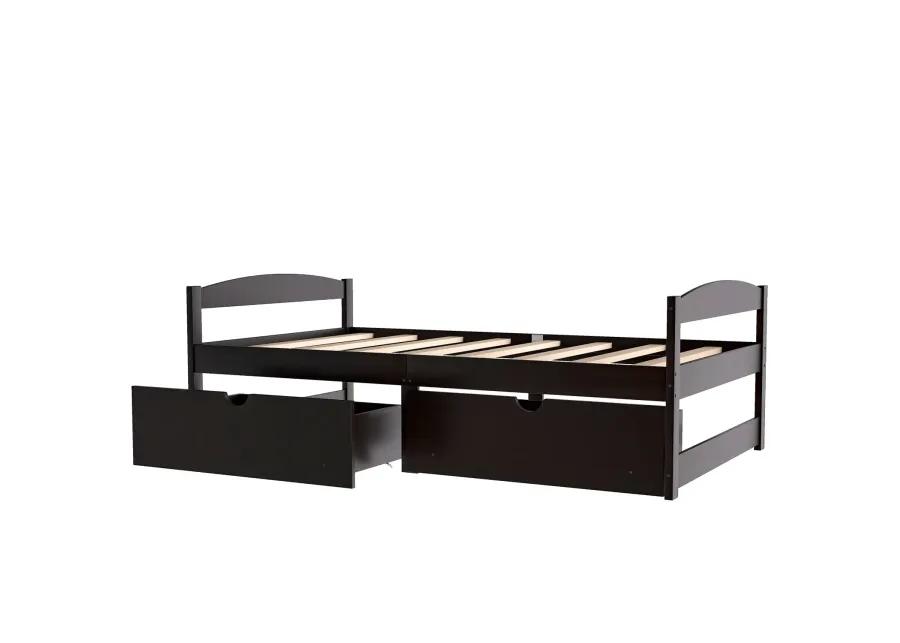 Twin Size Platform Bed, with Two Drawers