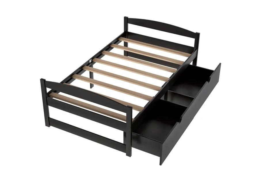 Twin Size Platform Bed, with Two Drawers