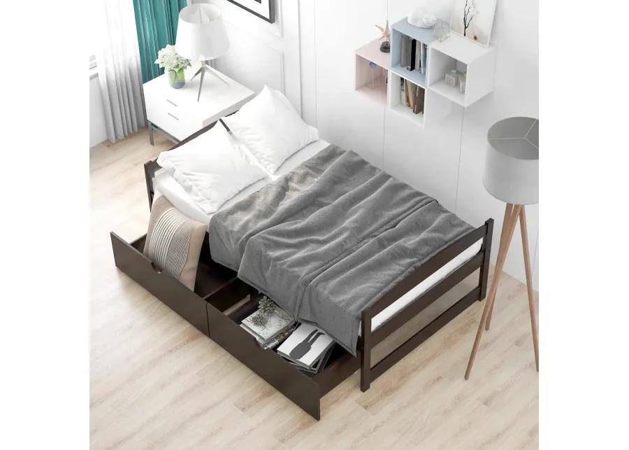 Twin Size Platform Bed, with Two Drawers