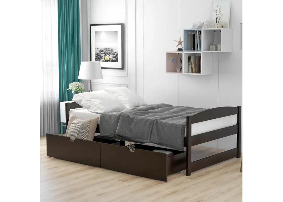 Twin Size Platform Bed, with Two Drawers