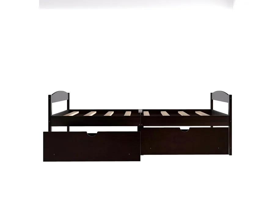 Twin Size Platform Bed, with Two Drawers