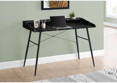 Monarch Specialties I 7542 Computer Desk, Home Office, Laptop, Storage Shelves, 48"L, Work, Metal, Laminate, Black Marble Look, Contemporary, Modern