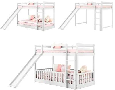 Merax Twin Over Twin Bunk Bed with Slide and Ladder