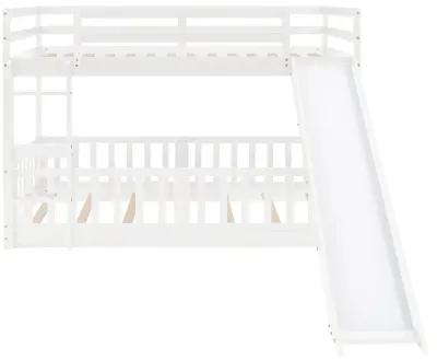 Merax Twin Over Twin Bunk Bed with Slide and Ladder