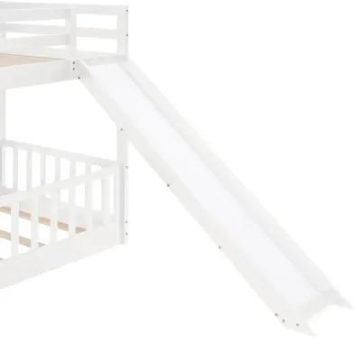 Merax Twin Over Twin Bunk Bed with Slide and Ladder