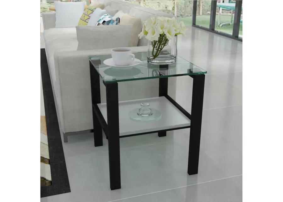 Set of 2 Glass Two Layer Tea Table - Small Round Table for Bedroom or Living Room