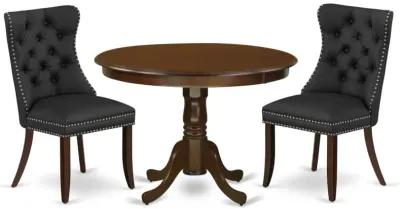 3 Piece Dining Table Set Contains a Round Kitchen Table with Pedestal