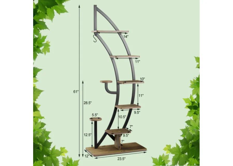 Hivvago 6-Tier 9 Potted Metal Plant Stand Holder Display Shelf with Hook