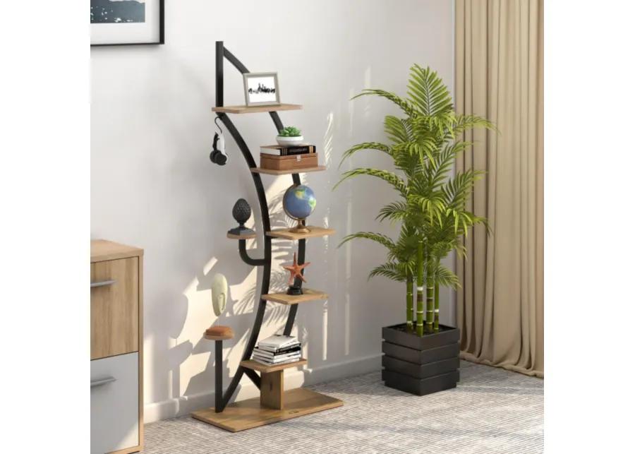 Hivvago 6-Tier 9 Potted Metal Plant Stand Holder Display Shelf with Hook