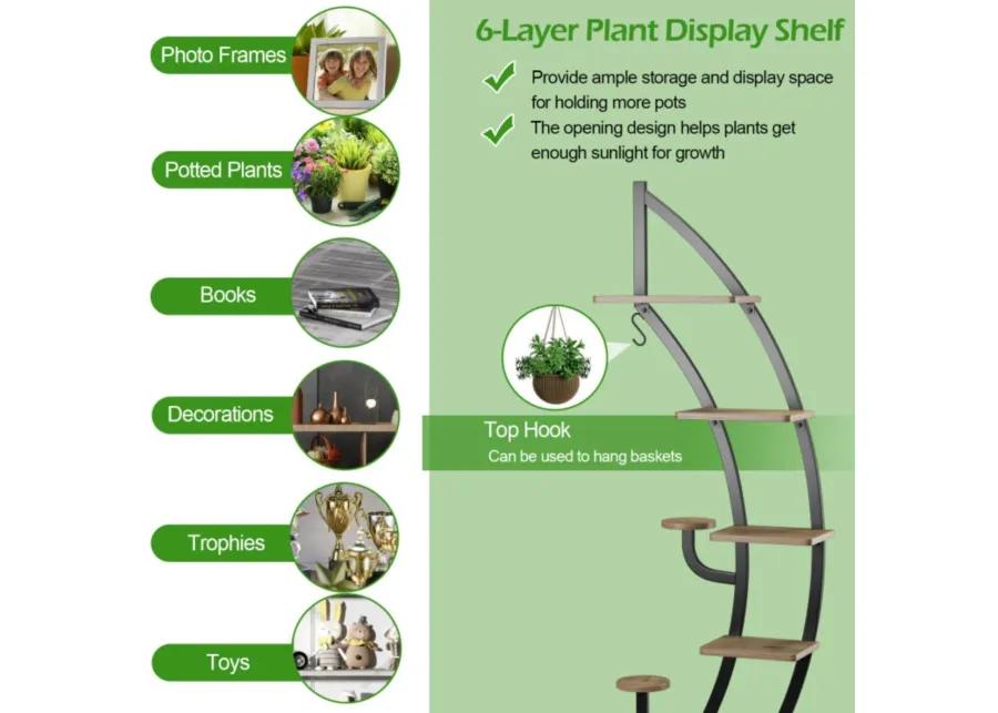 Hivvago 6-Tier 9 Potted Metal Plant Stand Holder Display Shelf with Hook